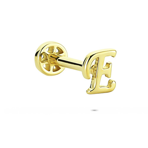 Glorria 14k Solid Gold Letter E Tragus Piercing