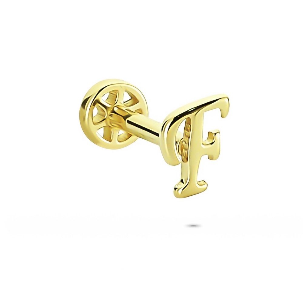 Glorria 14k Solid Gold Letter F Tragus Piercing