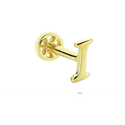 Glorria 14k Solid Gold Letter I Tragus Piercing Glorria 14k Solid Gold Letter I Tragus Piercing
