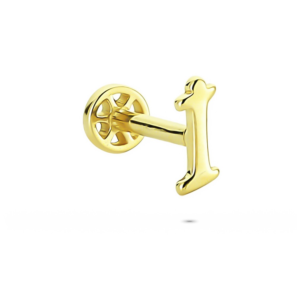 Glorria 14k Solid Gold Letter İ Tragus Piercing