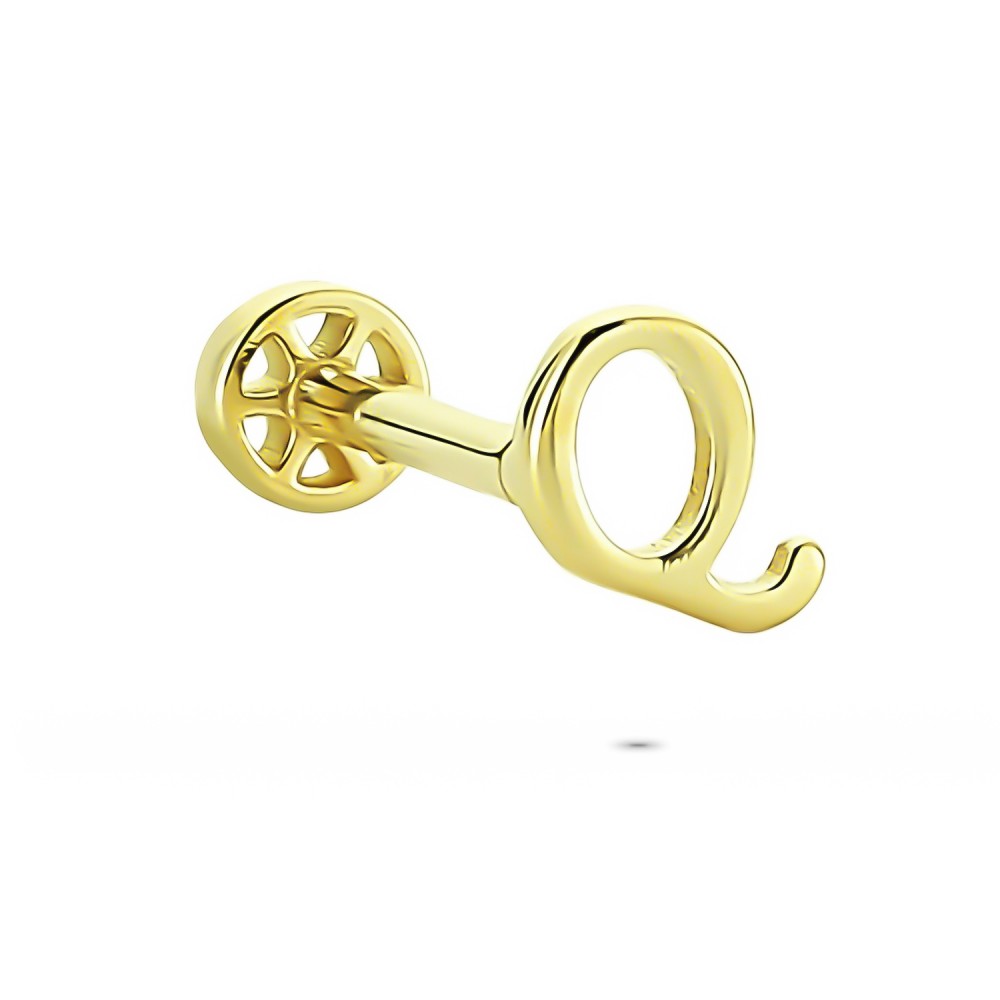 Glorria 14k Solid Gold Letter Q Tragus Piercing