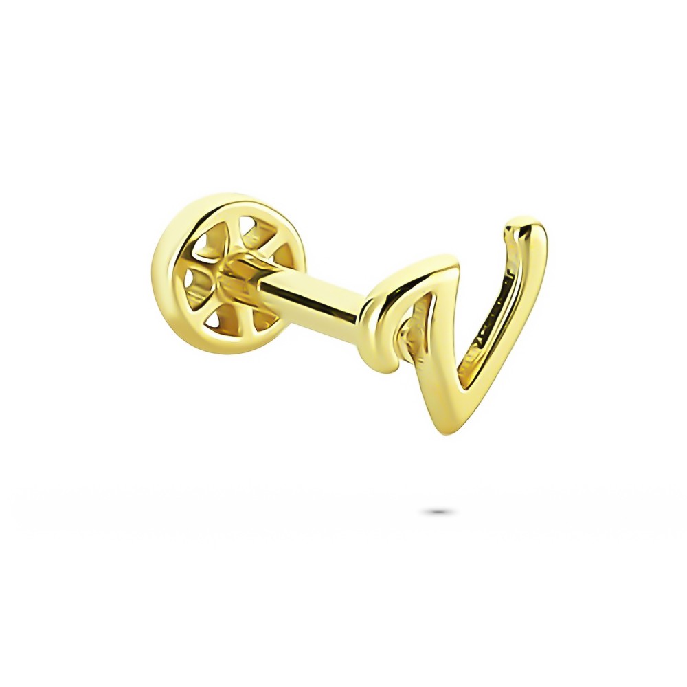 Glorria 14k Solid Gold Letter V Tragus Piercing