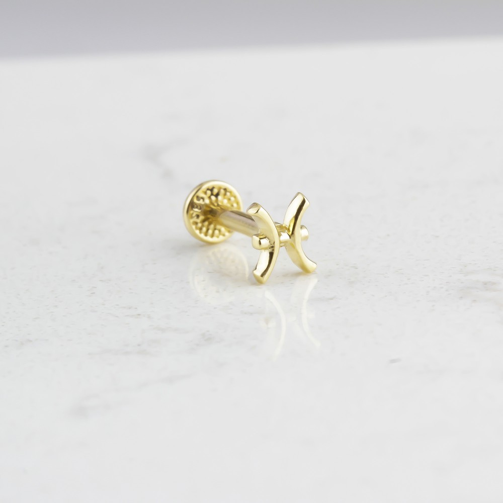 Glorria 14k Solid Gold Pisces Tragus Piercing