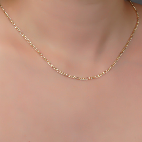 Glorria 14k Solid Gold Figaro Chain