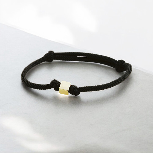 Glorria 14k Solid Gold Cube Rope Bracelet Glorria 14k Solid Gold Cube Rope Bracelet