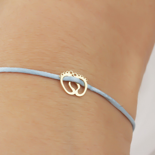 Glorria 14k Solid Gold Baby Footprint Rope Bracelet Glorria 14k Solid Gold Baby Footprint Rope Bracelet