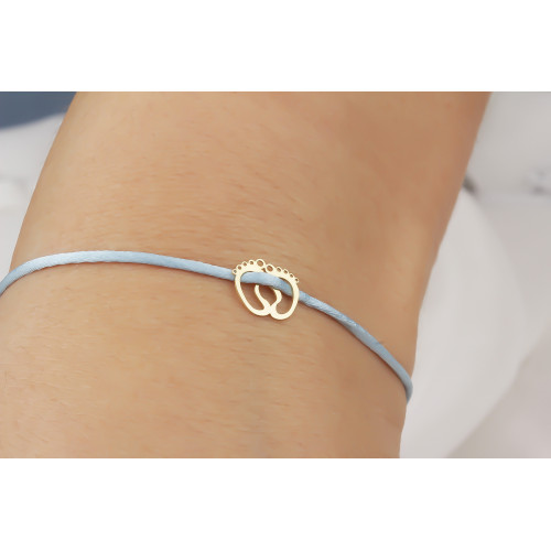 Glorria 14k Solid Gold Baby Footprint Rope Bracelet Glorria 14k Solid Gold Baby Footprint Rope Bracelet