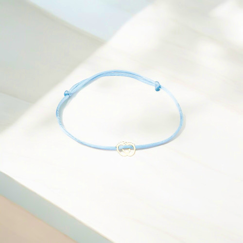 Glorria 14k Solid Gold Baby Footprint Rope Bracelet Glorria 14k Solid Gold Baby Footprint Rope Bracelet