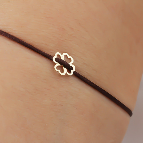 Glorria 14k Solid Gold Clover Rope Bracelet Glorria 14k Solid Gold Clover Rope Bracelet