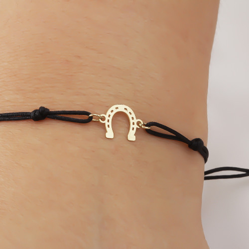 Glorria 14k Solid Gold Horseshoe Rope Bracelet Glorria 14k Solid Gold Horseshoe Rope Bracelet