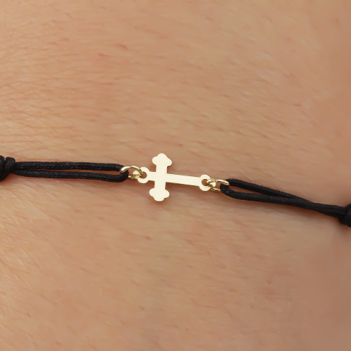 Glorria 14k Solid Gold Cross Rope Bracelet Glorria 14k Solid Gold Cross Rope Bracelet