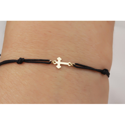 Glorria 14k Solid Gold Cross Rope Bracelet Glorria 14k Solid Gold Cross Rope Bracelet