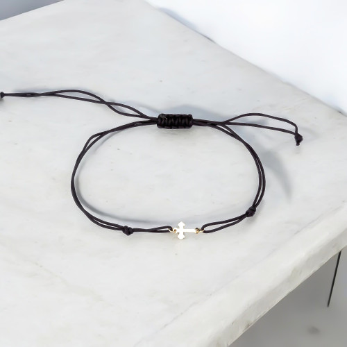 Glorria 14k Solid Gold Cross Rope Bracelet Glorria 14k Solid Gold Cross Rope Bracelet