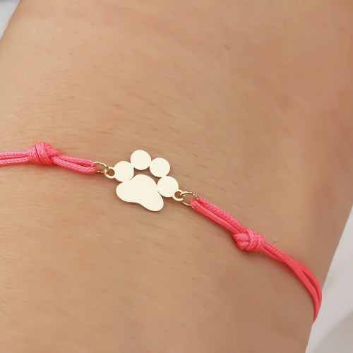 Glorria 14k Solid Gold Cat Dog Paw String Bracelet Glorria 14k Solid Gold Cat Dog Paw String Bracelet