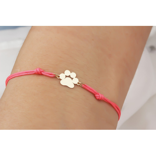 Glorria 14k Solid Gold Cat Dog Paw String Bracelet Glorria 14k Solid Gold Cat Dog Paw String Bracelet