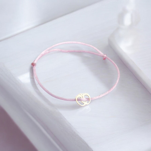 Glorria 14k Solid Gold Baby Footprint Rope Bracelet Glorria 14k Solid Gold Baby Footprint Rope Bracelet