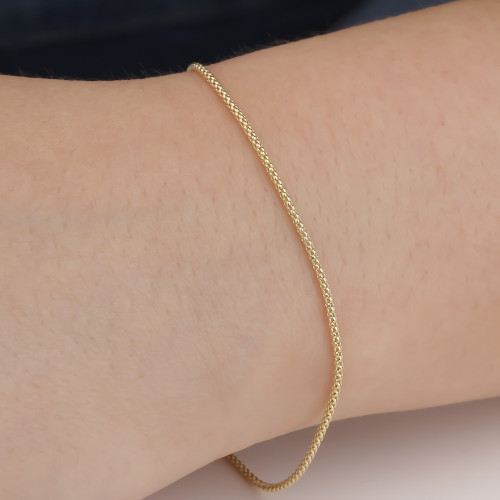 Glorria 14k Solid Gold 1,5 mm Popcorn Chain Bracelet Glorria 14k Solid Gold 1,5 mm Popcorn Chain Bracelet