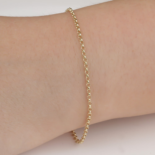 Glorria 14k Solid Gold 2 mm Rolo Chain Bracelet Glorria 14k Solid Gold 2 mm Rolo Chain Bracelet