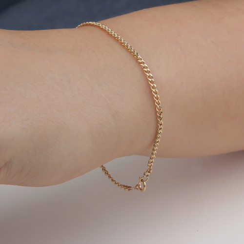 Glorria 14k Solid Gold 2,5 mm Curb Chain Bracelet Glorria 14k Solid Gold 2,5 mm Curb Chain Bracelet