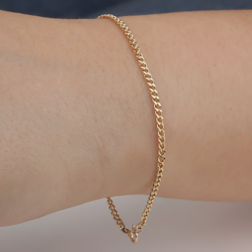 Glorria 14k Solid Gold 2,5 mm Curb Chain Bracelet Glorria 14k Solid Gold 2,5 mm Curb Chain Bracelet