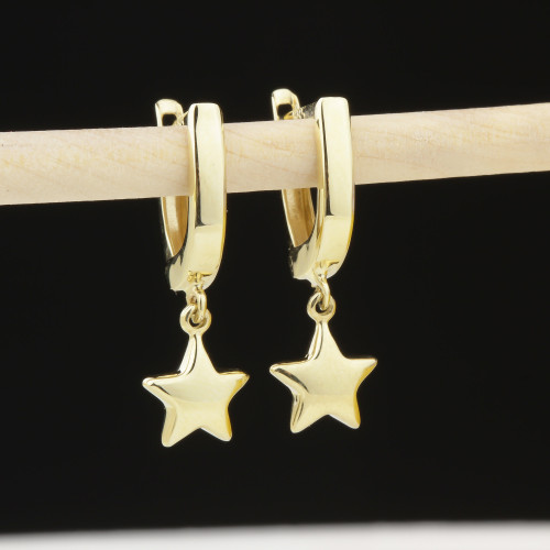 Glorria 14k Solid Gold Star Drop Earrings Glorria 14k Solid Gold Star Drop Earrings