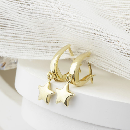 Glorria 14k Solid Gold Star Drop Earrings Glorria 14k Solid Gold Star Drop Earrings