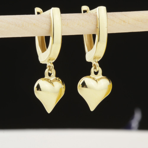 Glorria 14k Solid Gold Heart Drop Earrings Glorria 14k Solid Gold Heart Drop Earrings