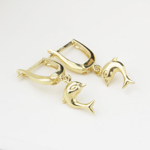 Glorria 14k Solid Gold Dolphin Drop Earrings Glorria 14k Solid Gold Dolphin Drop Earrings