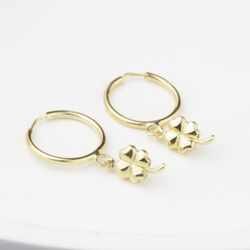 Glorria 14k Solid Gold Clover Drop Earrings Glorria 14k Solid Gold Clover Drop Earrings