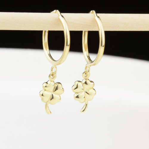 Glorria 14k Solid Gold Clover Drop Earrings Glorria 14k Solid Gold Clover Drop Earrings