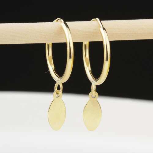 Glorria 14k Solid Gold Oval Drop Earrings Glorria 14k Solid Gold Oval Drop Earrings