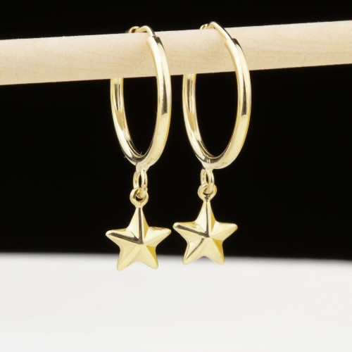 Glorria 14k Solid Gold Star Drop Earrings Glorria 14k Solid Gold Star Drop Earrings