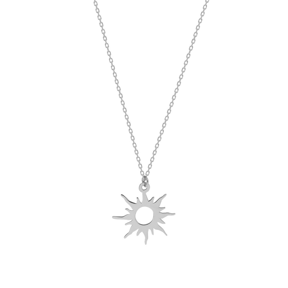 Glorria 14k Solid Gold White Sun Necklace