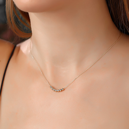 Glorria 14k Solid Gold White Dorika Necklace