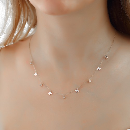 Glorria 14k Solid Gold White Phoenix Luck Necklace Glorria 14k Solid Gold White Phoenix Luck Necklace