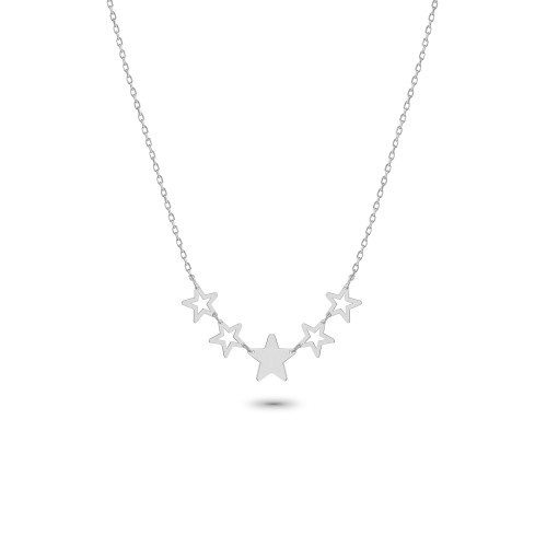 Glorria 14k Solid Gold White Star Necklace