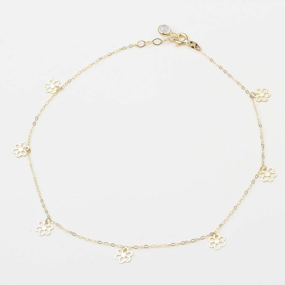 Glorria 14k Solid Gold Flower Anklet Glorria 14k Solid Gold Flower Anklet
