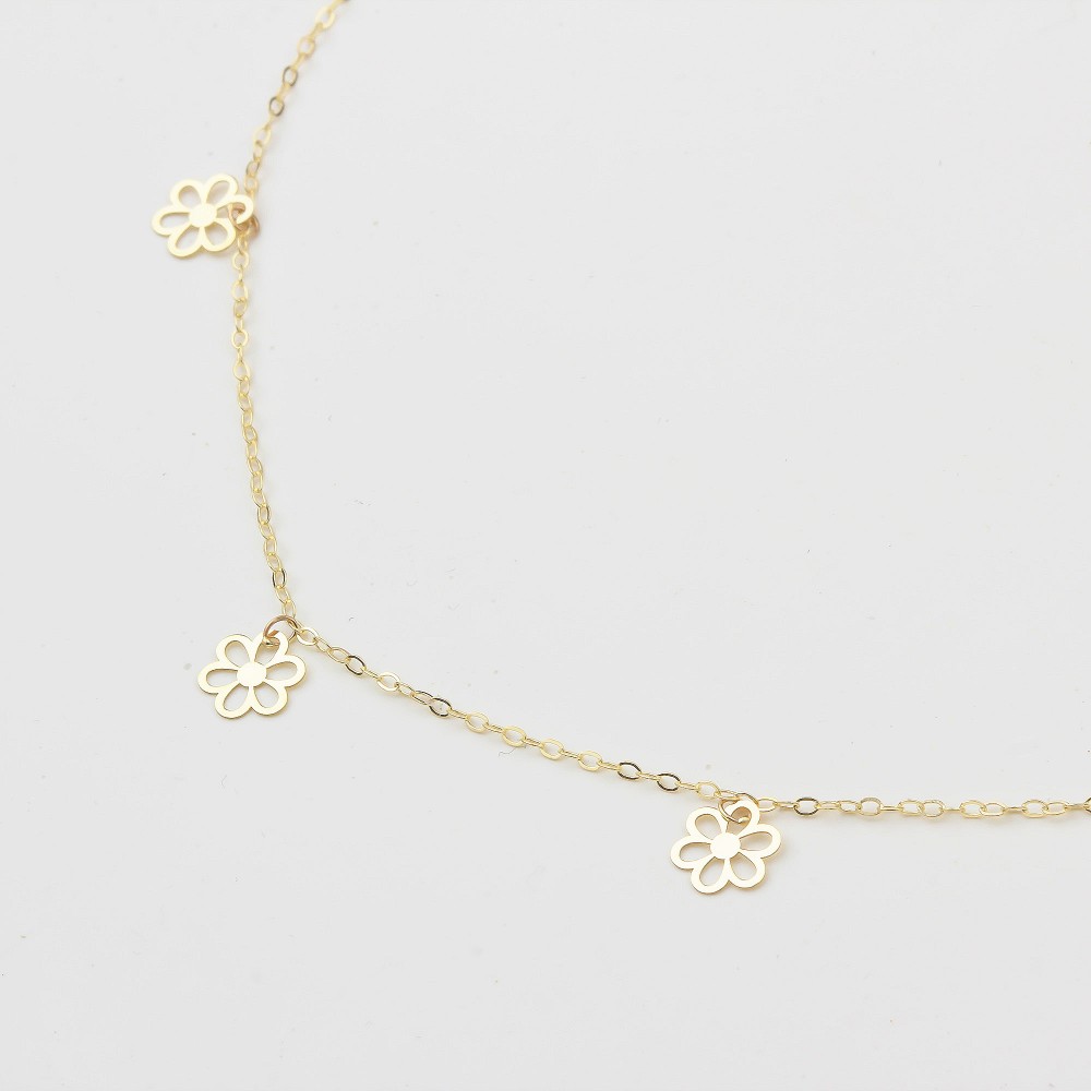 Glorria 14k Solid Gold Flower Anklet Glorria 14k Solid Gold Flower Anklet