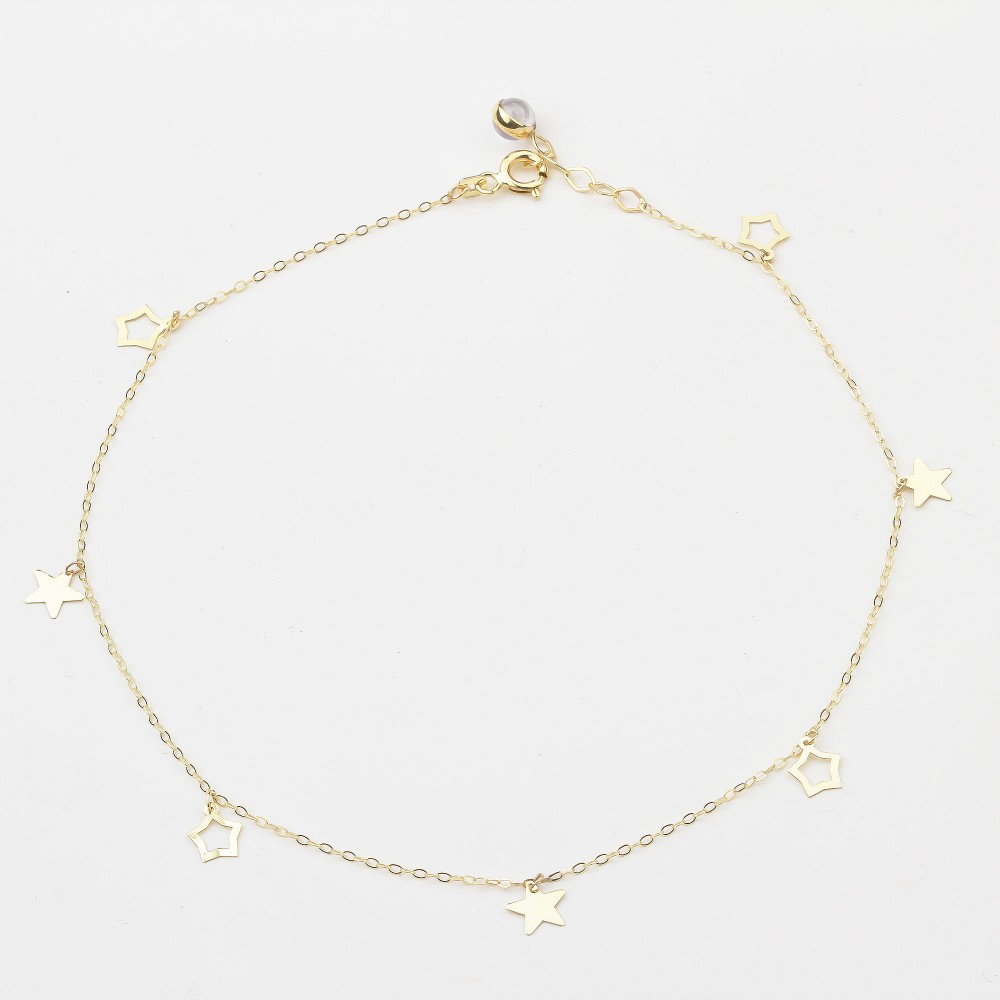 Glorria 14k Solid Gold Star Anklet Glorria 14k Solid Gold Star Anklet