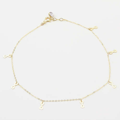 Glorria 14k Solid Gold Infinity Anklet