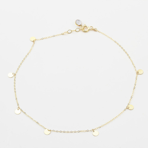 Glorria 14k Solid Gold Circle Anklet