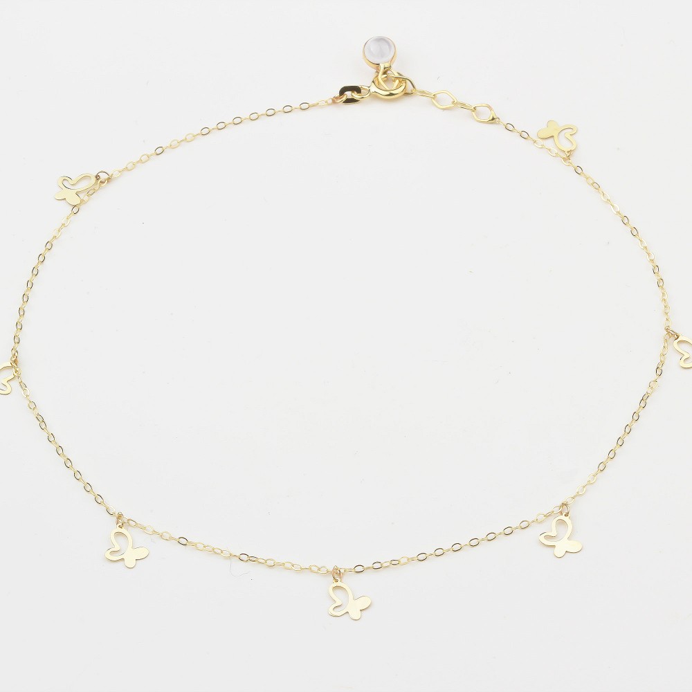 Glorria 14k Solid Gold Butterfly Anklet Glorria 14k Solid Gold Butterfly Anklet