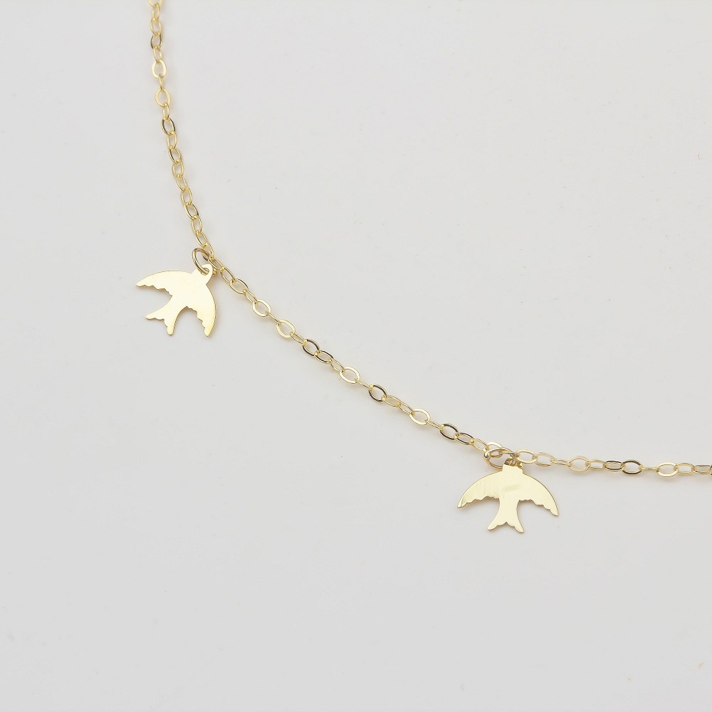 Glorria 14k Solid Gold Bird Anklet Glorria 14k Solid Gold Bird Anklet