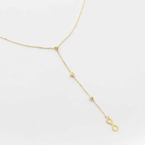 Glorria 14k Solid Gold Infinity Drop Necklace