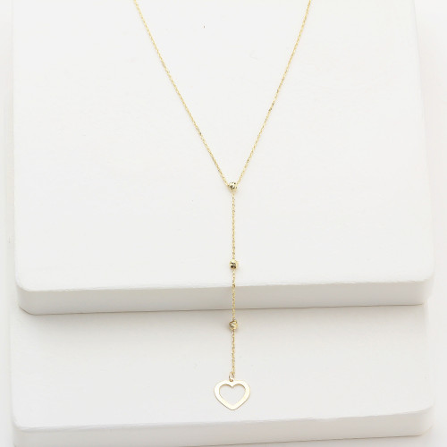 Glorria 14k Solid Gold Heart Drop Necklace
