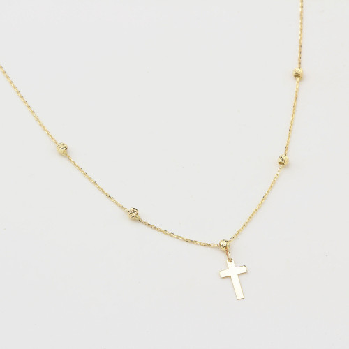 Glorria 14k Solid Gold Cross Necklace