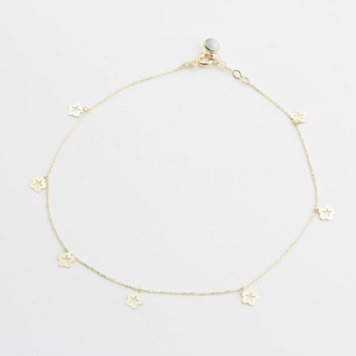 Glorria 14k Solid Gold Star Anklet
