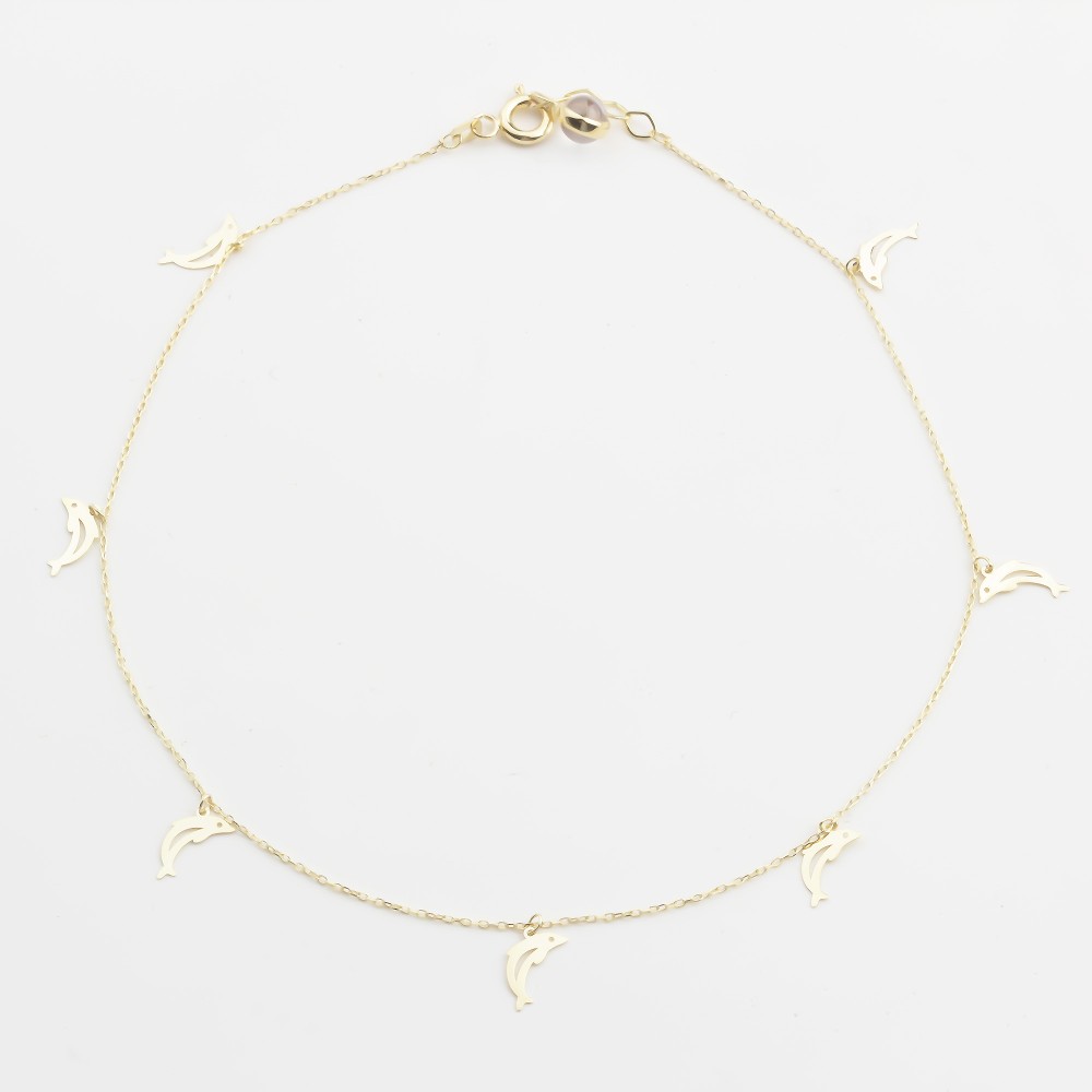 Glorria 14k Solid Gold Dolphin Anklet Glorria 14k Solid Gold Dolphin Anklet
