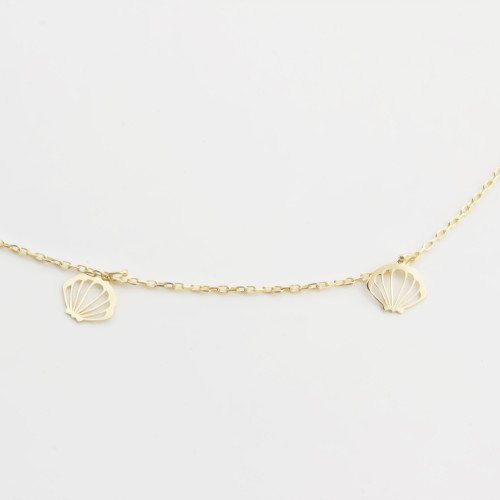 Glorria 14k Solid Gold Oyster Anklet