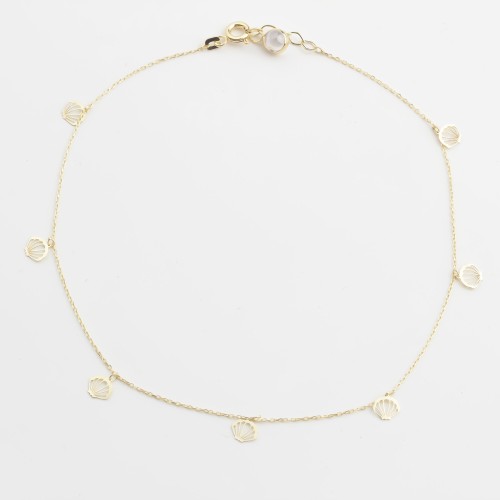 Glorria 14k Solid Gold Oyster Anklet